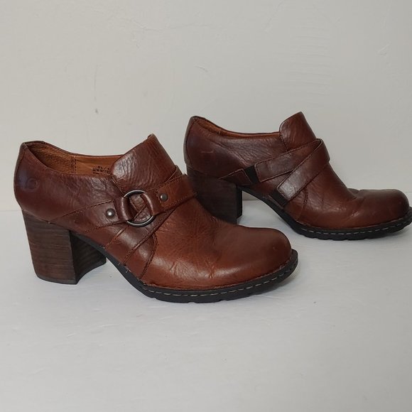 Born Shoes - Born Leather Chunky Heel Ankle Bootie